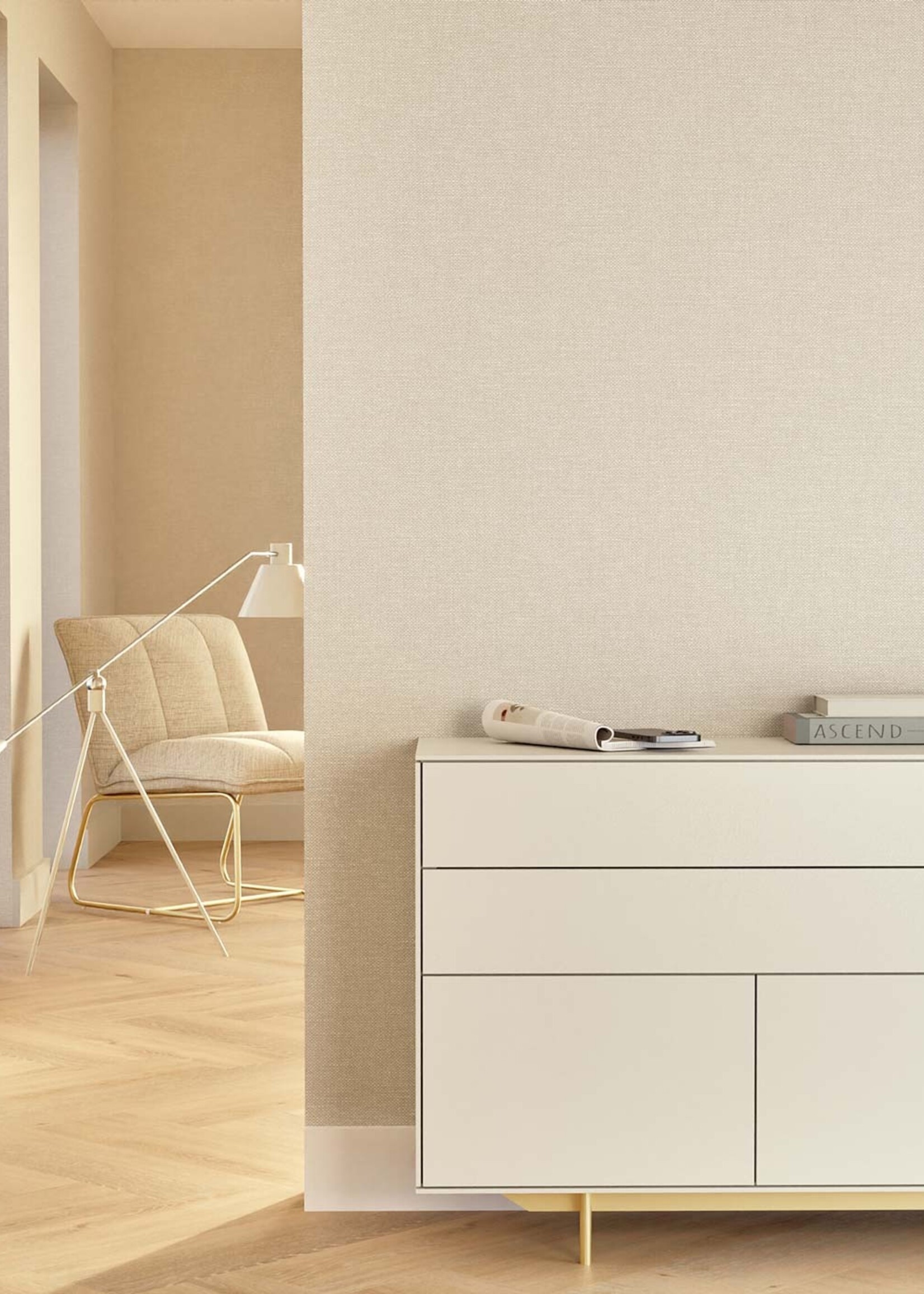 Afwasbaar | Voelbare textuur Natural Chique Tapete, Ibiza, 53 x 1000 cm