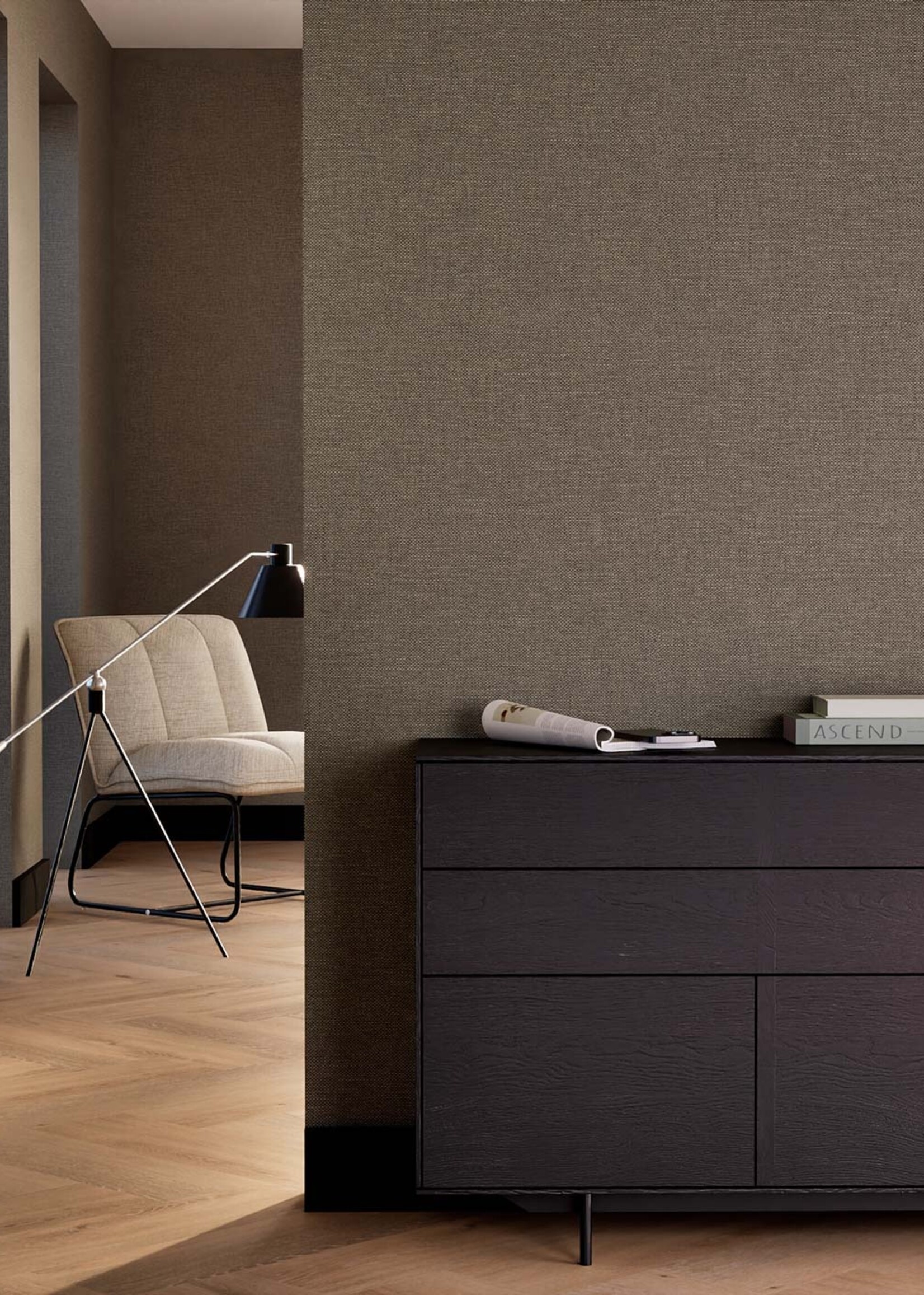 Afwasbaar | Voelbare textuur Behang linnen look Natural Chique, Brooklyn, 53 x 1000 cm