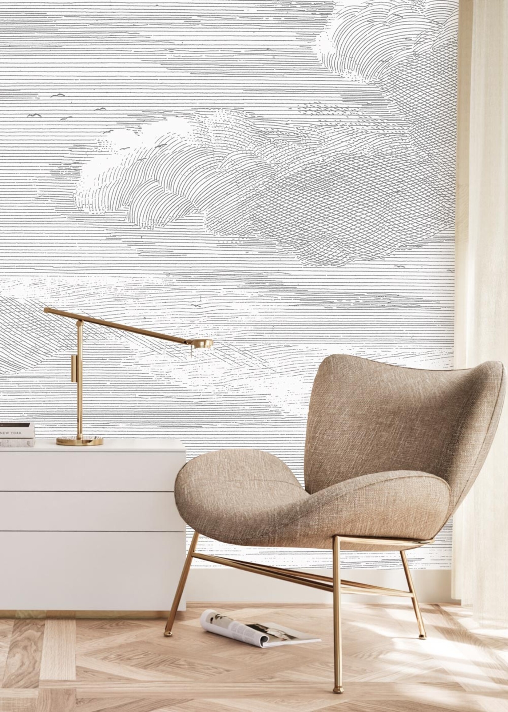 Wall Mural Engraved Clouds