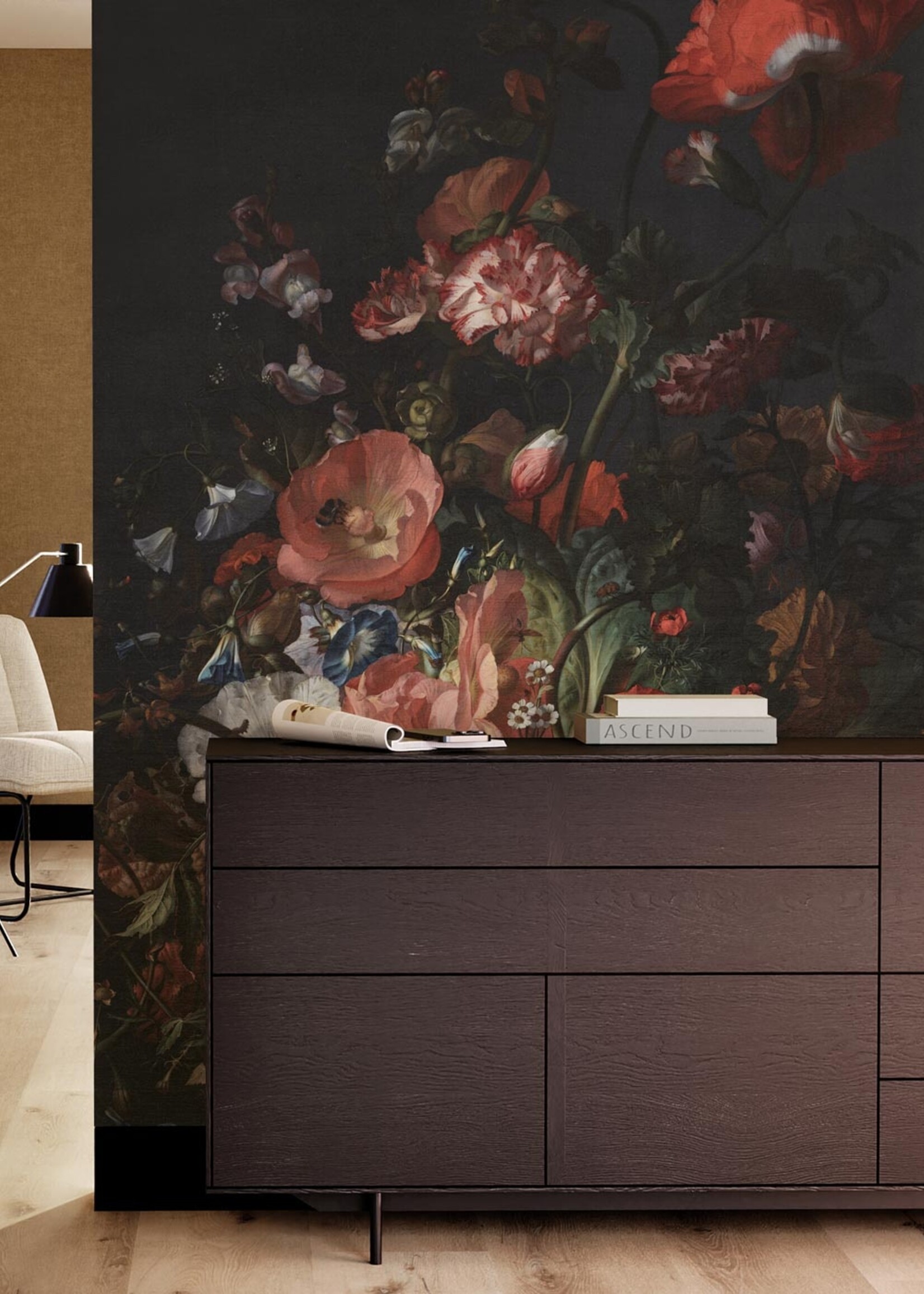 Wandvullend Wall Mural Golden Age Flowers