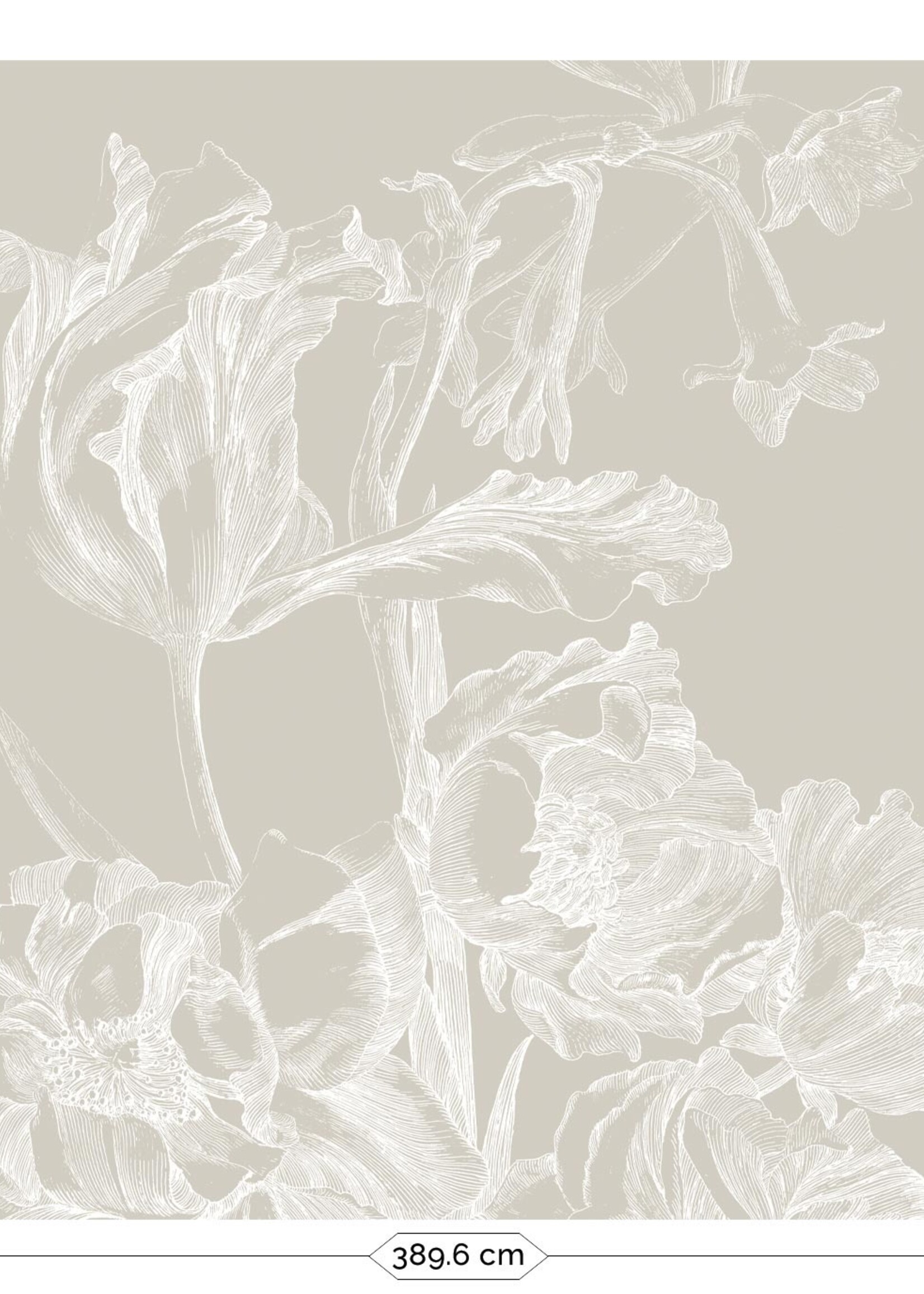 Wandvullend Engraved Flowers, Tapete mit Gravuren von Blumen, Grau