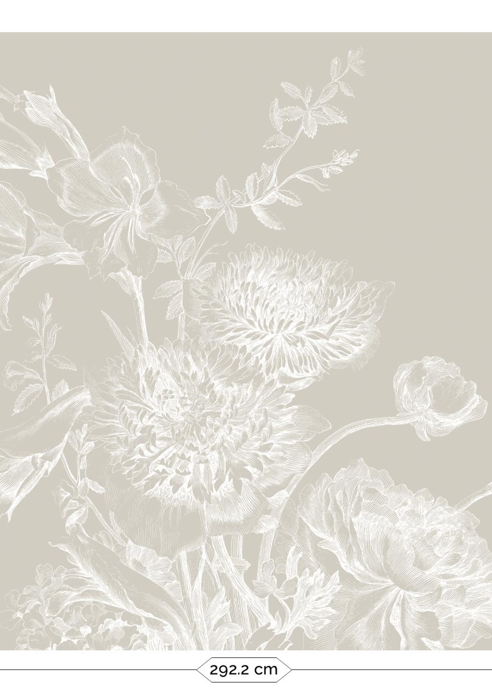Wandvullend Engraved Flowers, Tapete mit Gravuren von Blumen, Grau