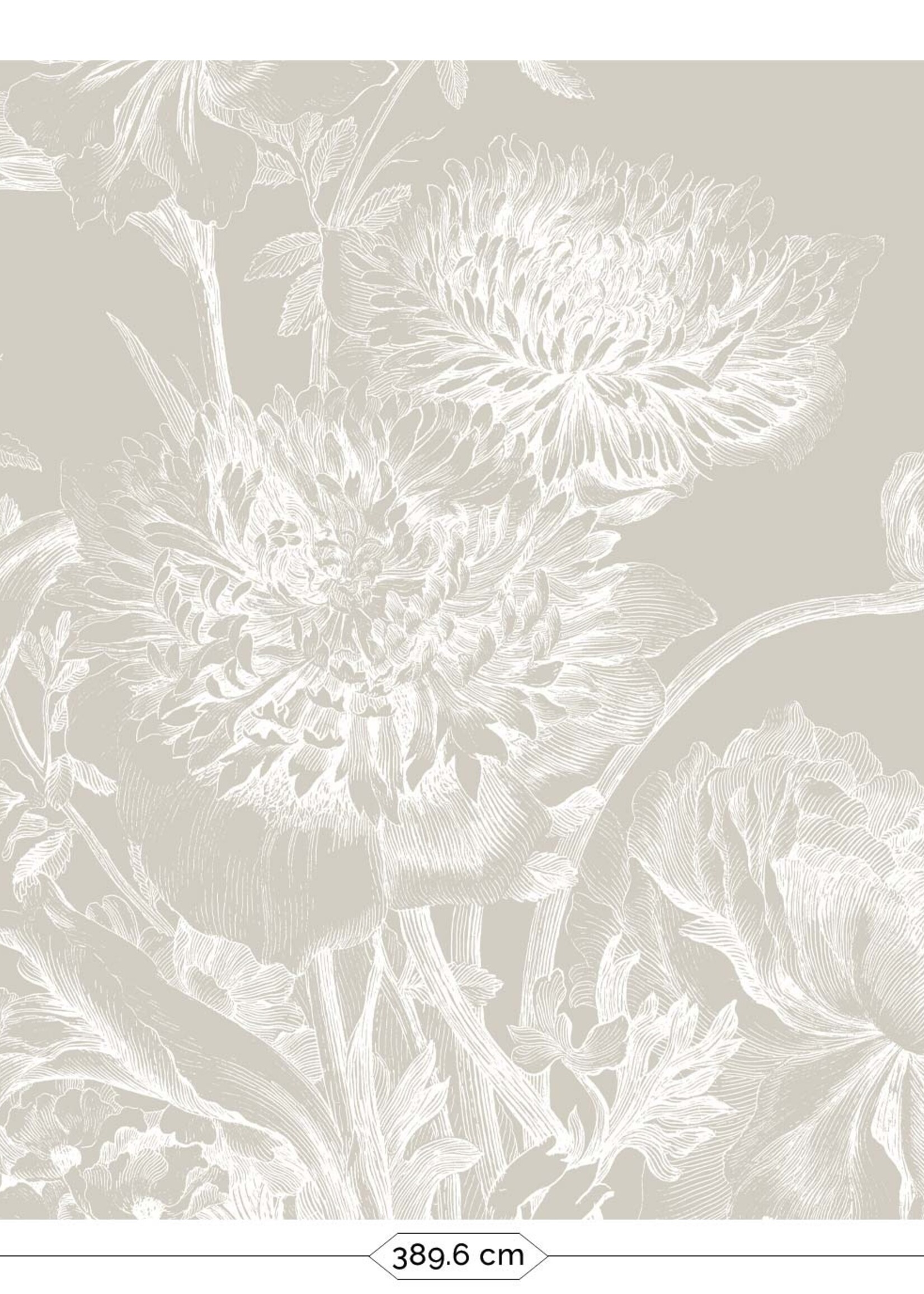 Wandvullend Engraved Flowers, Tapete mit Gravuren von Blumen, Grau