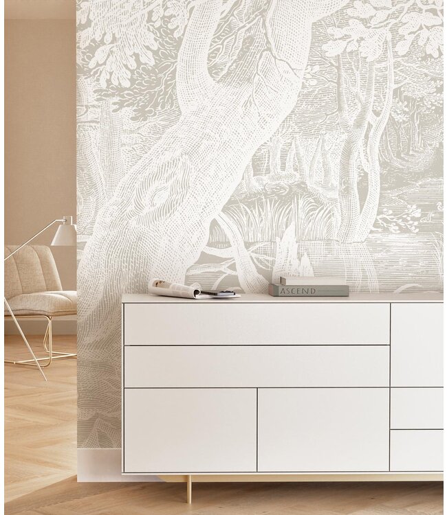 Engraved Landscapes wallpaper, Grey