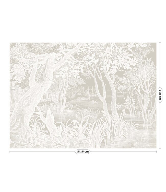 Engraved Landscapes, Tapete mit Landschaftsgravur, Grau
