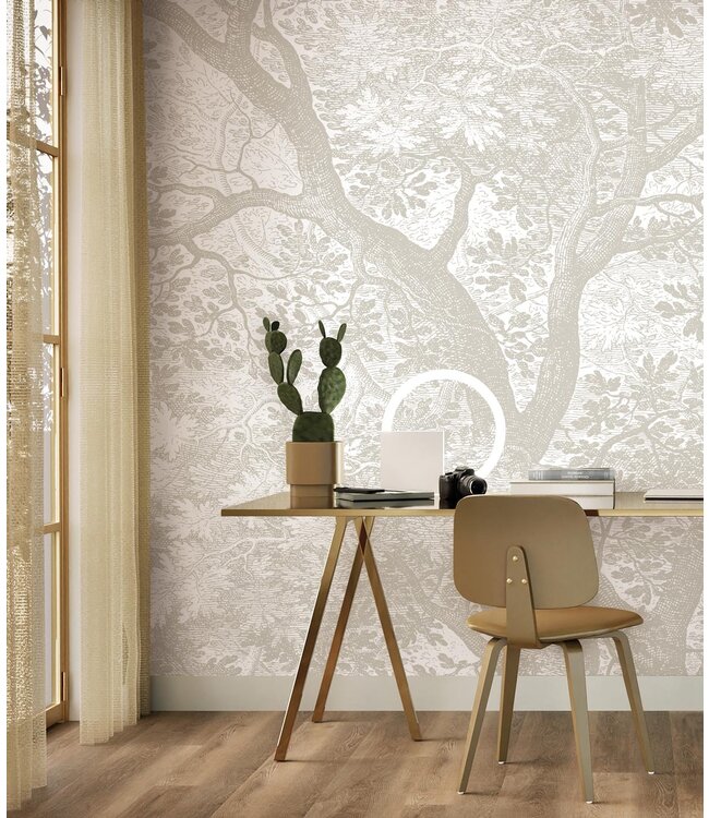 Engraved Landscapes, Tapete mit Landschaftsgravur, Grau