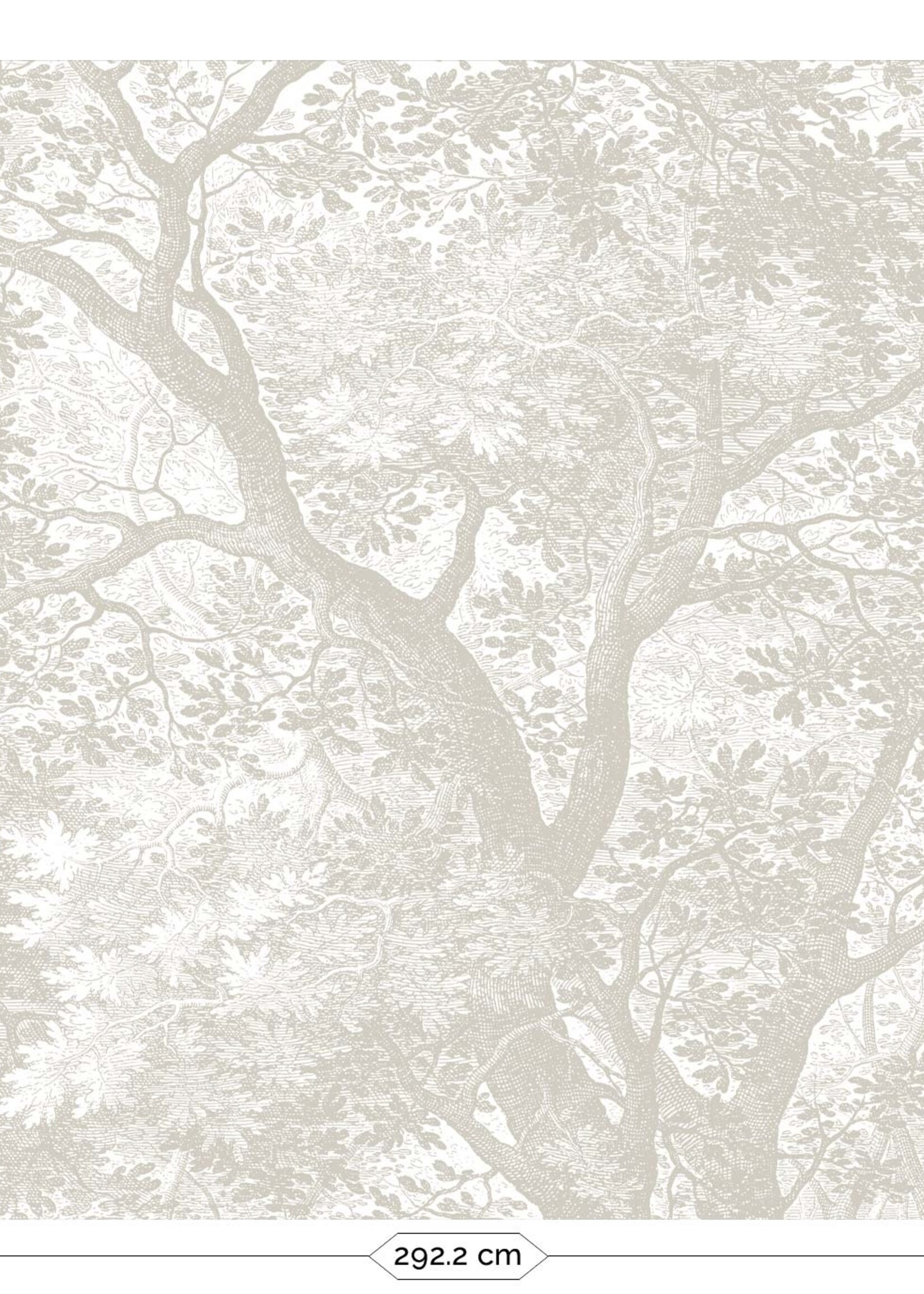 Wandvullend Engraved Landscapes, behang met getekend landschap, Grijs