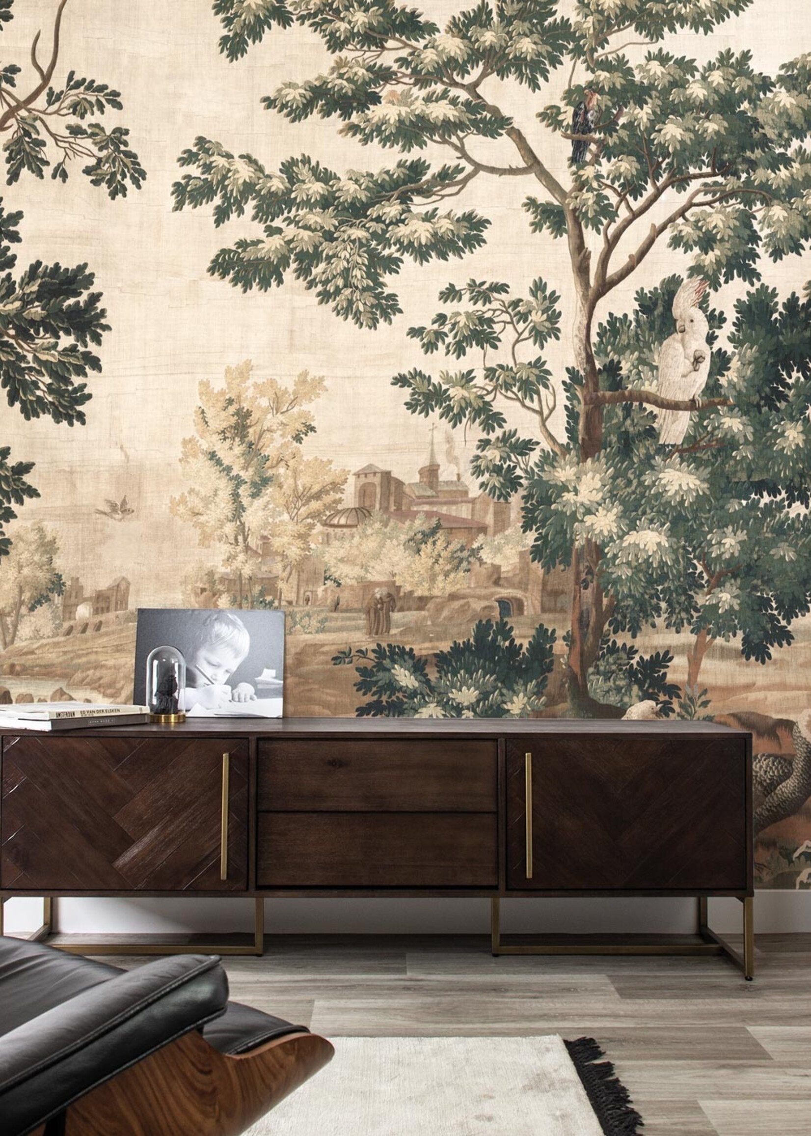 Wandvullend Landscape Tapestries, Tapete aus alten Wandteppichen