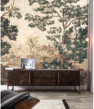 Wandvullend Landscape Tapestries, behang van vintage wandkleed