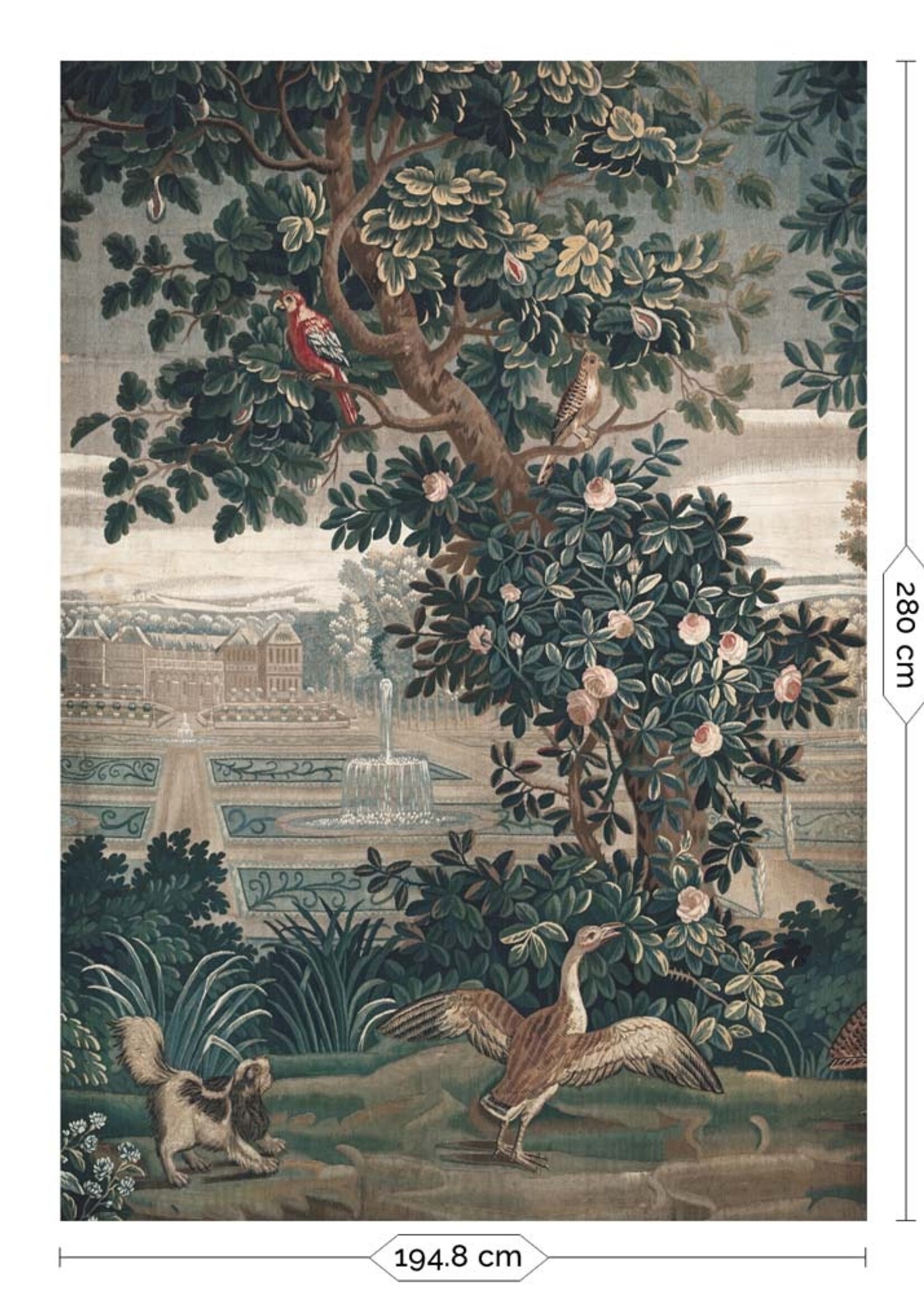 Wandvullend Landscape Tapestries, behang van vintage wandkleed