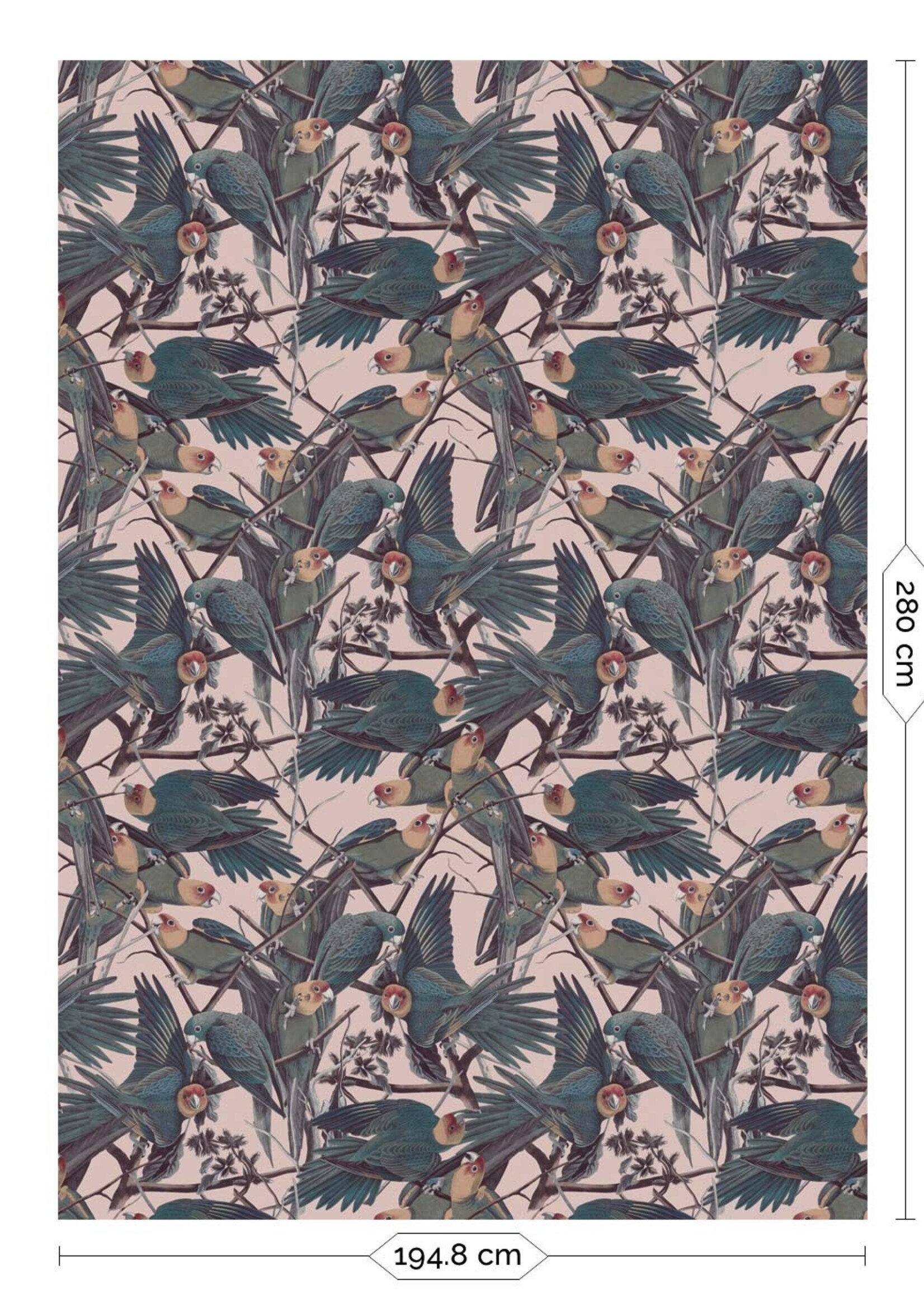 Wandvullend Botanisch behang Parrots