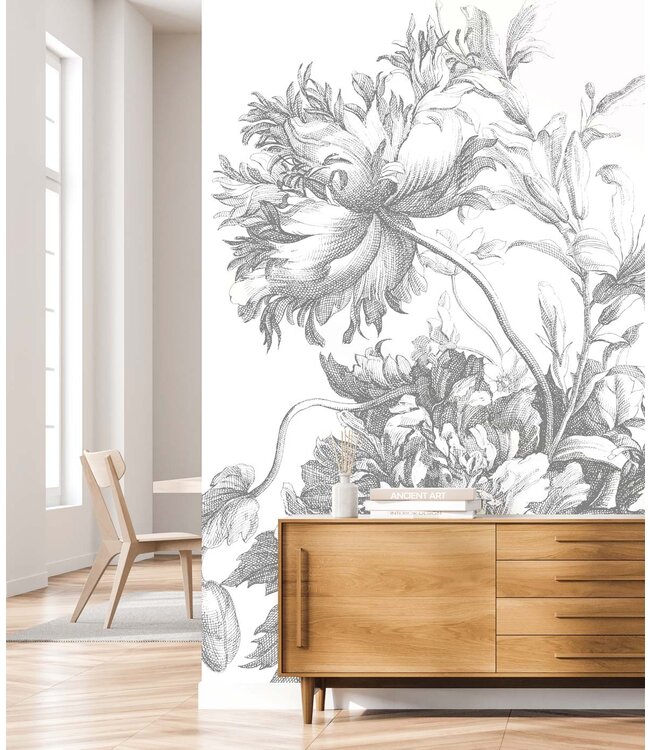 Bloemen behang Engraved Flowers
