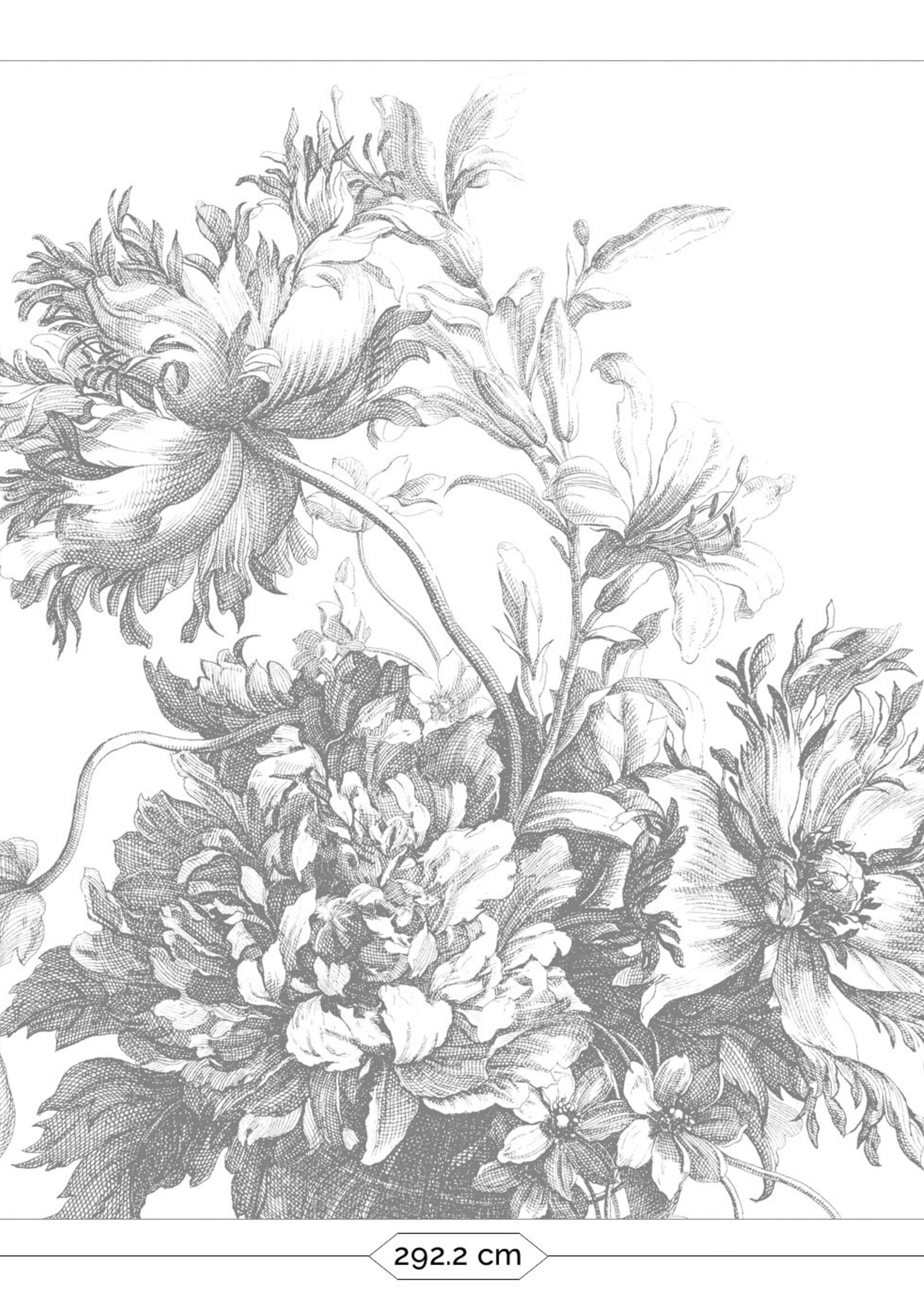 Wandvullend Wall Mural Engraved Flowers