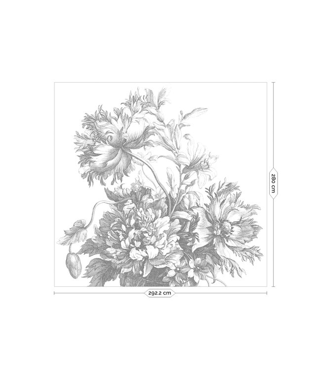 Bloemen behang Engraved Flowers