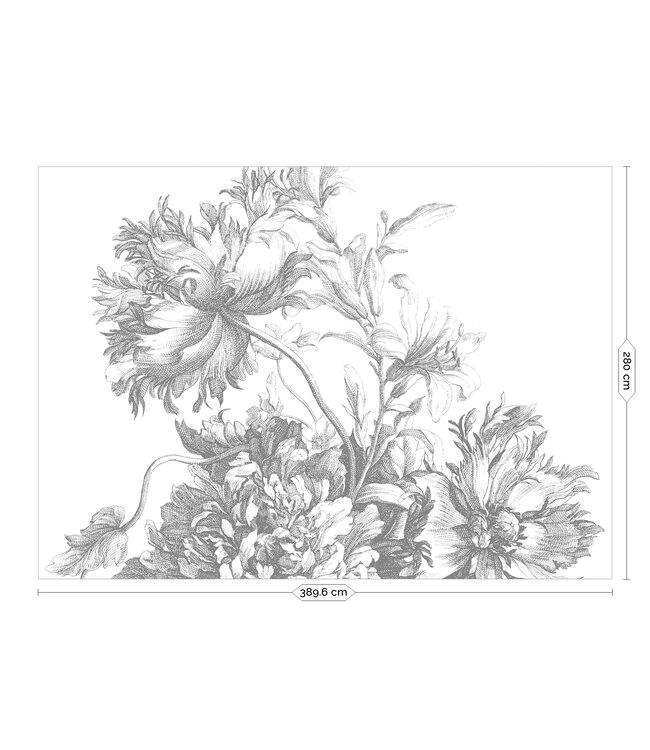 Fototapete Engraved Flowers