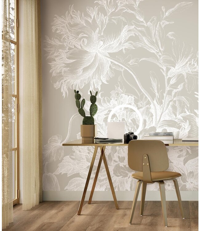 Bloemen behang Engraved Flowers