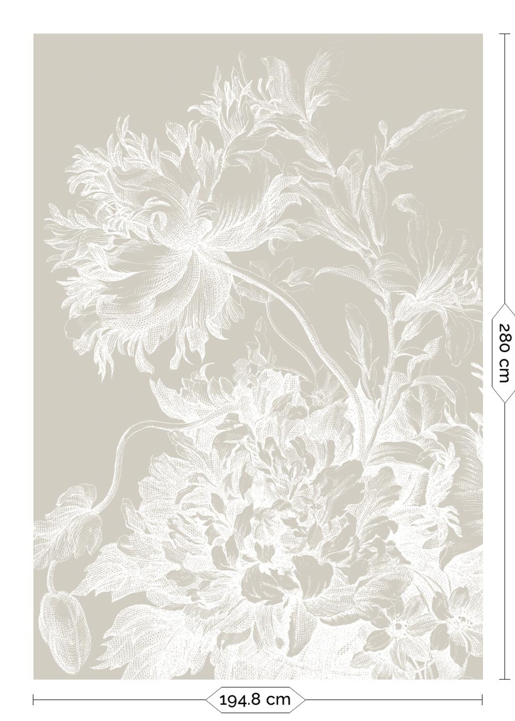 Wandvullend Wall Mural Engraved Flowers