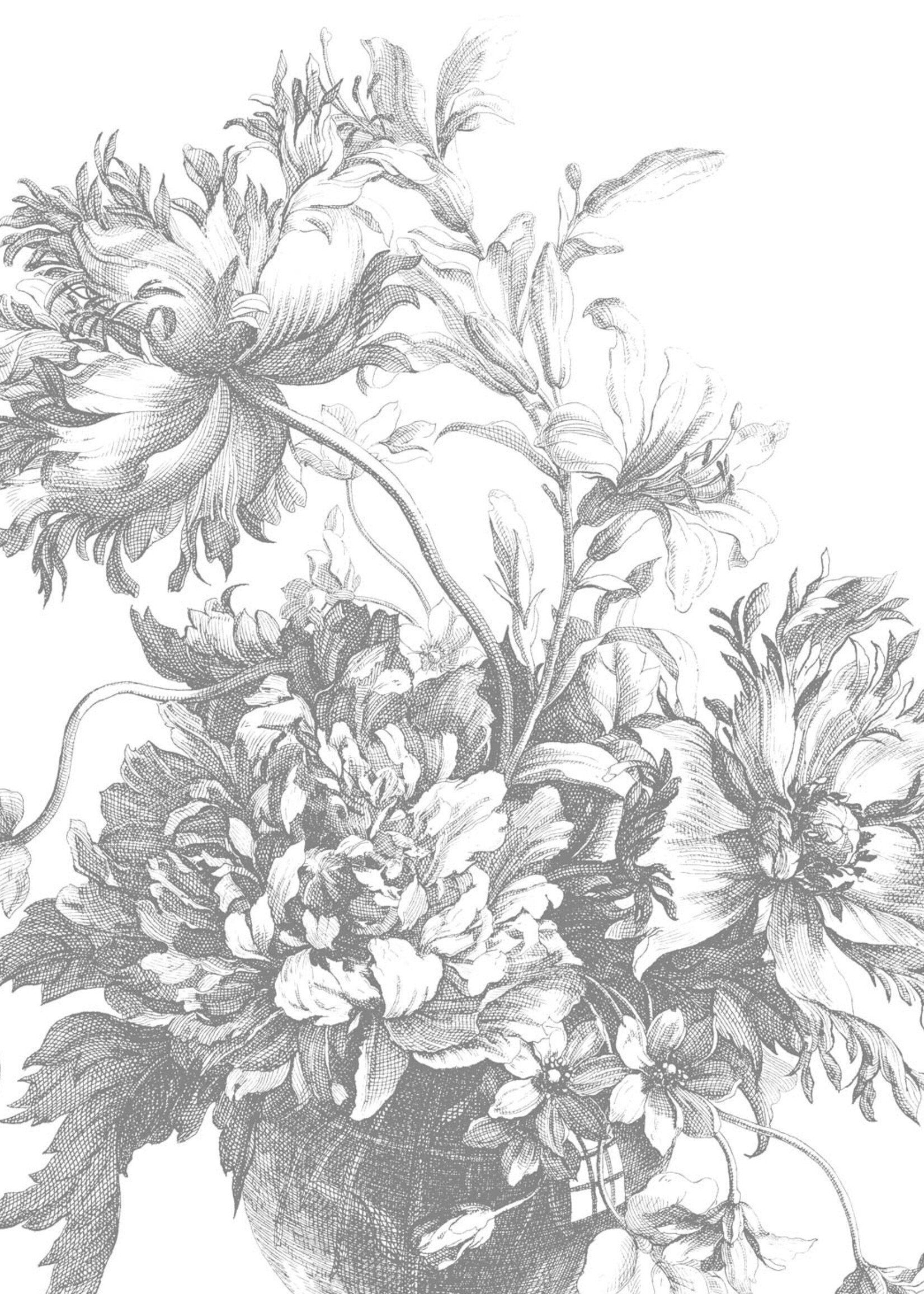 Wandvullend Fototapete Engraved Flowers