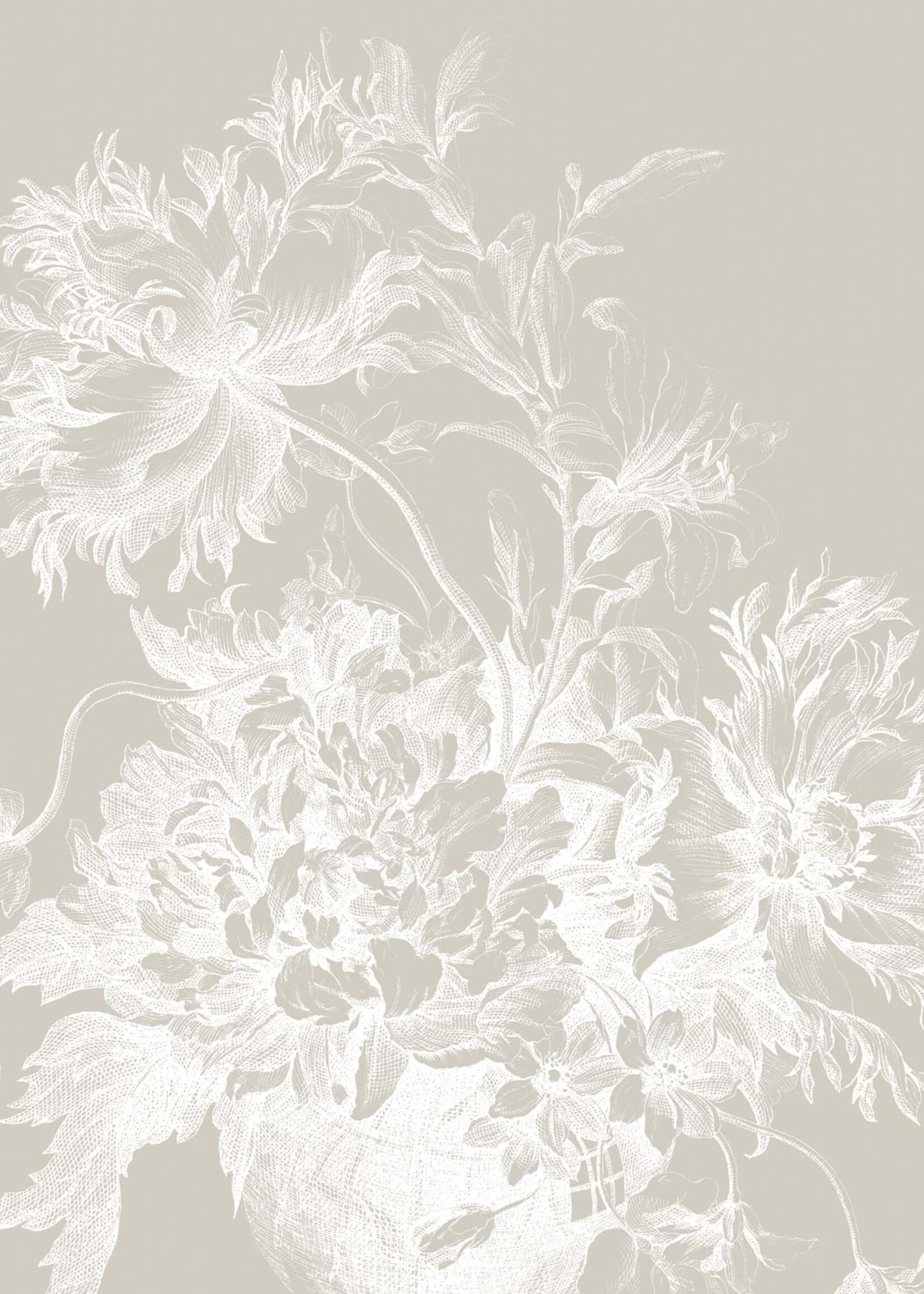Wandvullend Wall Mural Engraved Flowers
