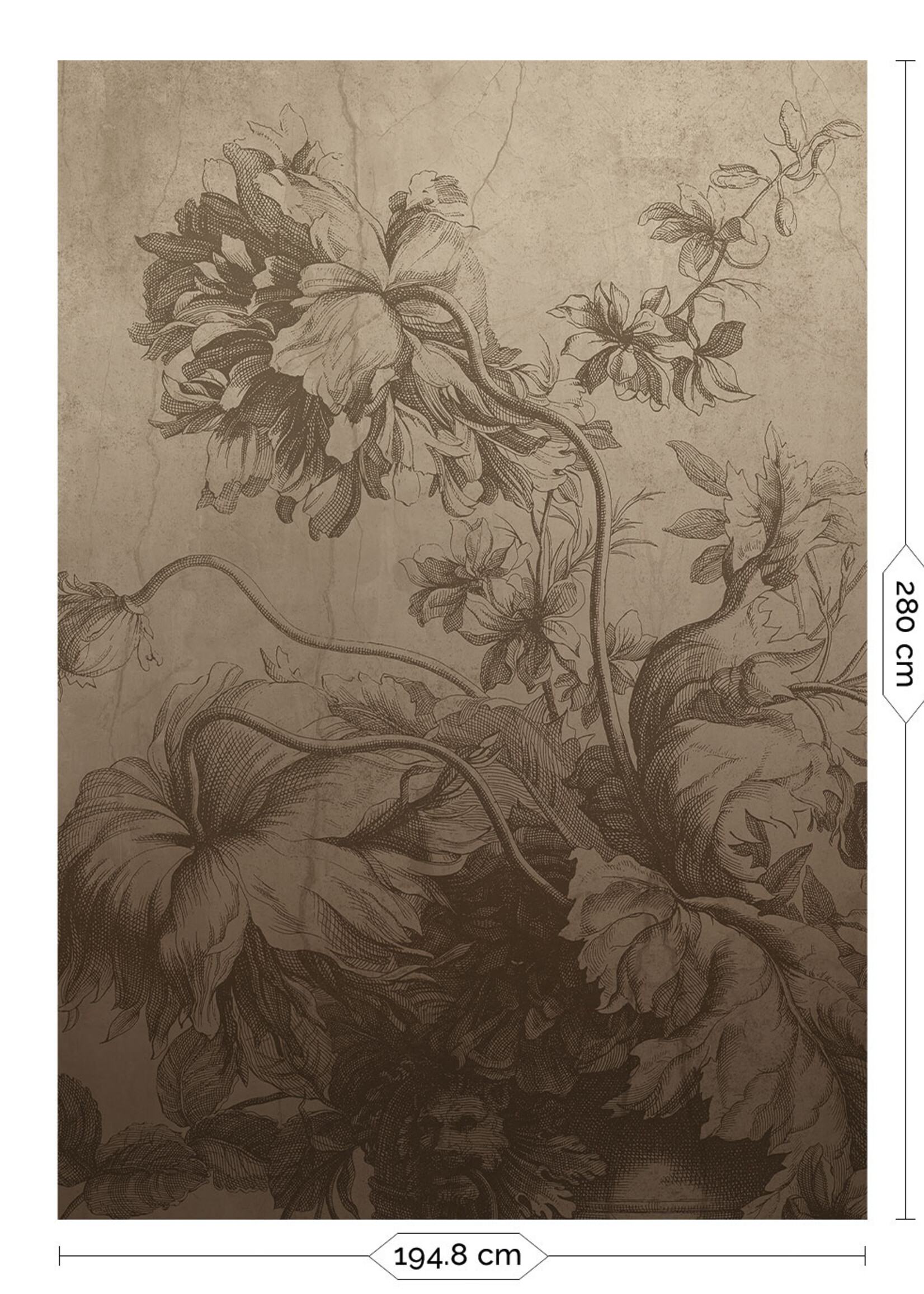 Wandvullend Gradient Flowers | Bloemen behang door Frans Uyterlinde | Beige