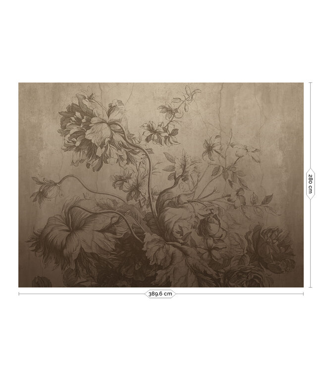 Gradient Flowers | Blumen Tapete von Frans Uyterlinde | Beige