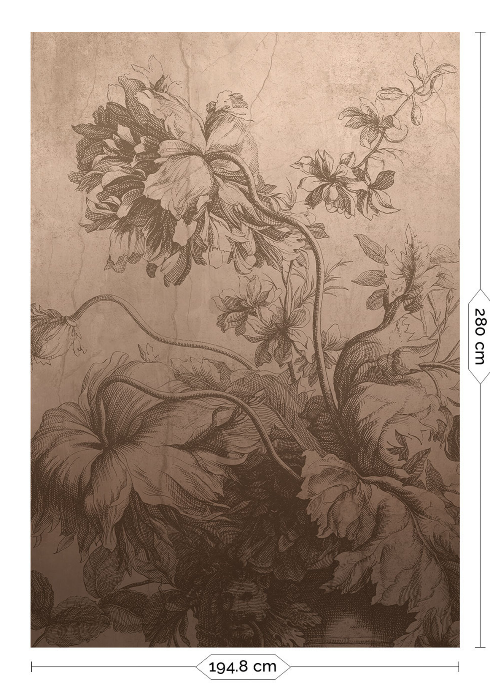 Wandvullend Gradient Flowers | Bloemen behang door Frans Uyterlinde | Nude