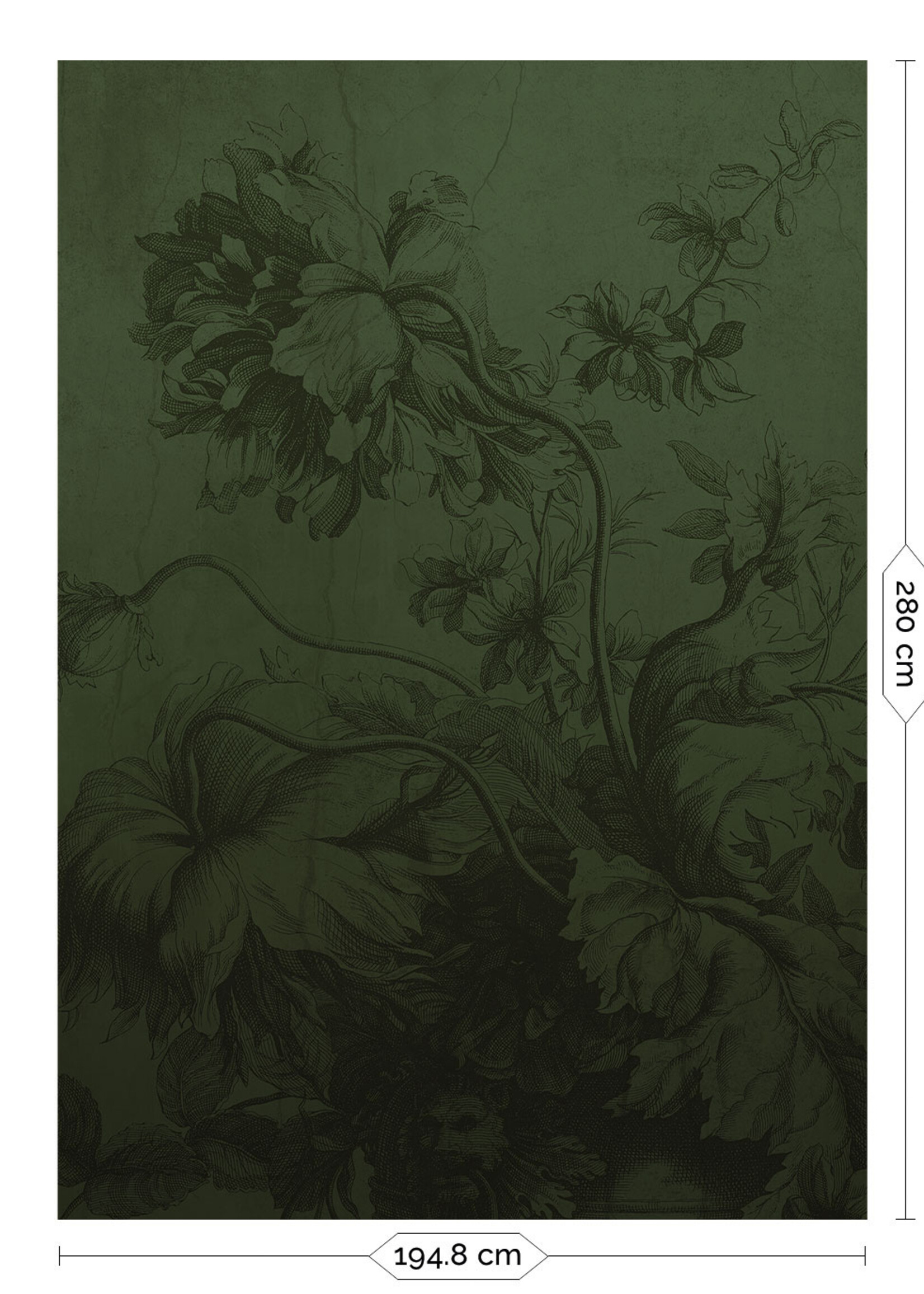 Wandvullend Gradient Flowers | Blumen Tapete von Frans Uyterlinde | Grün