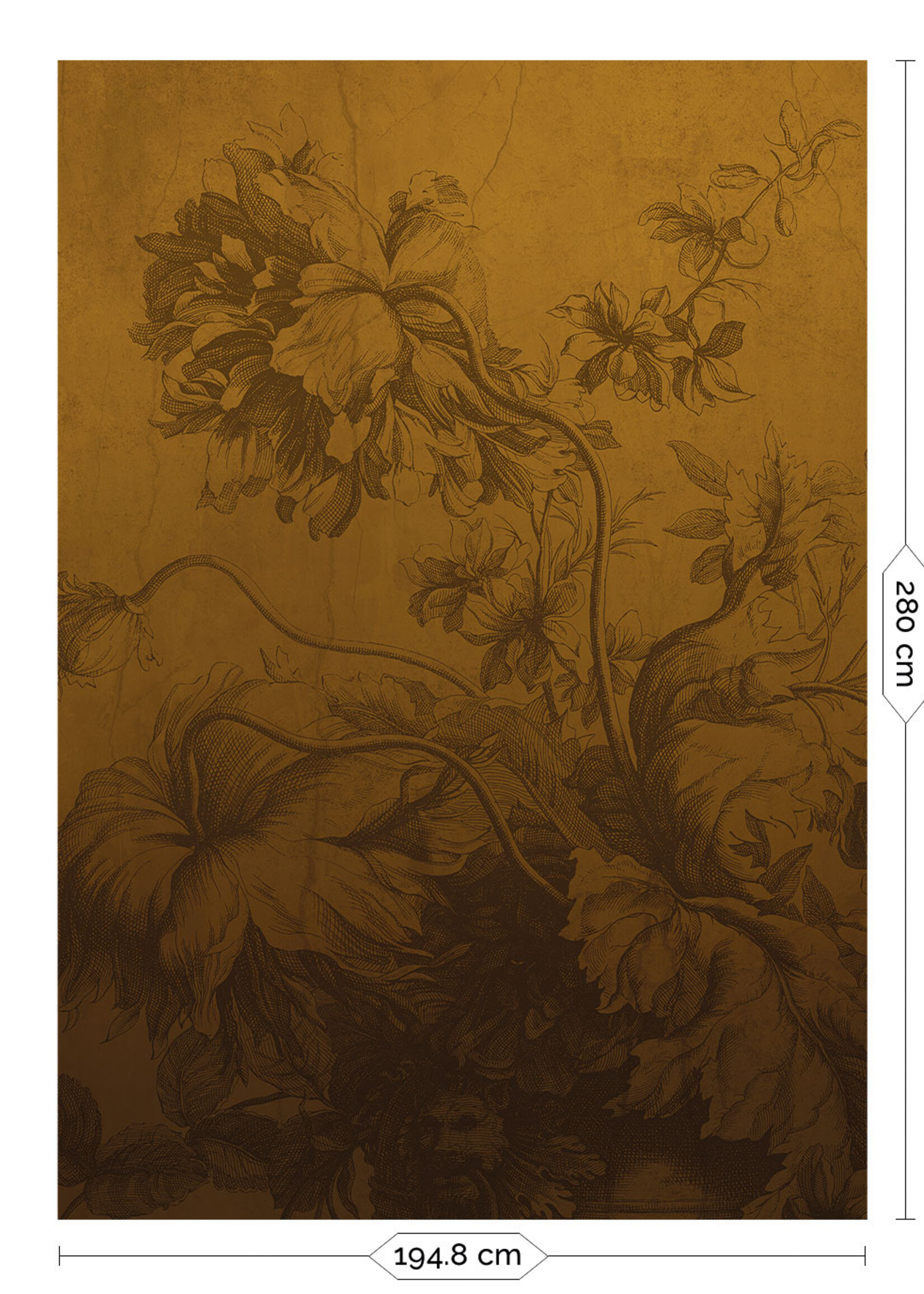 Wandvullend Gradient Flowers | Floral wallpaper by Frans Uyterlinde | Ocher
