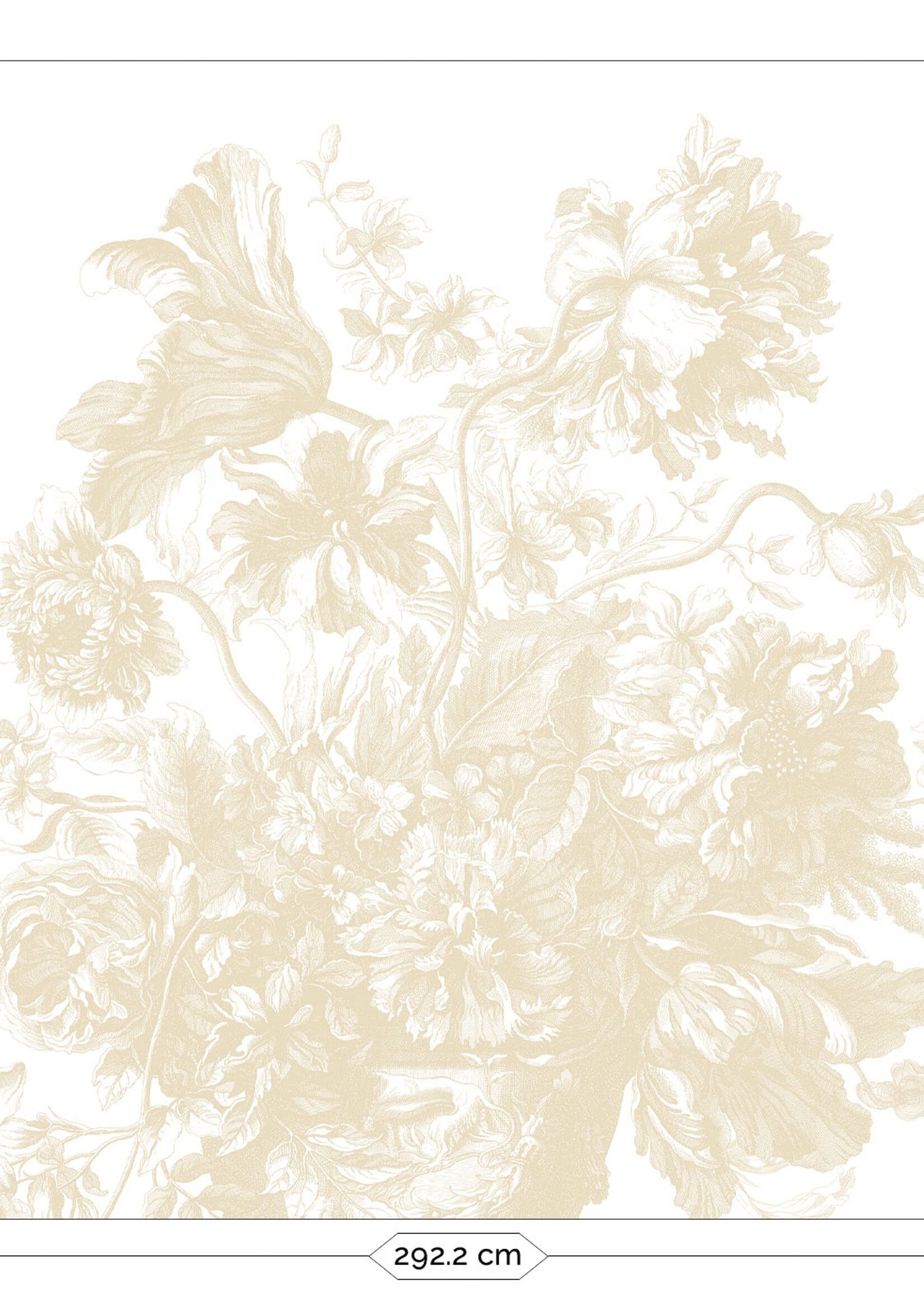 Wandvullend Engraved Flowers | Floral wallpaper by Frans Uyterlinde | Beige