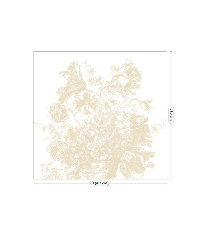 Engraved Flowers | Floral wallpaper by Frans Uyterlinde | Beige