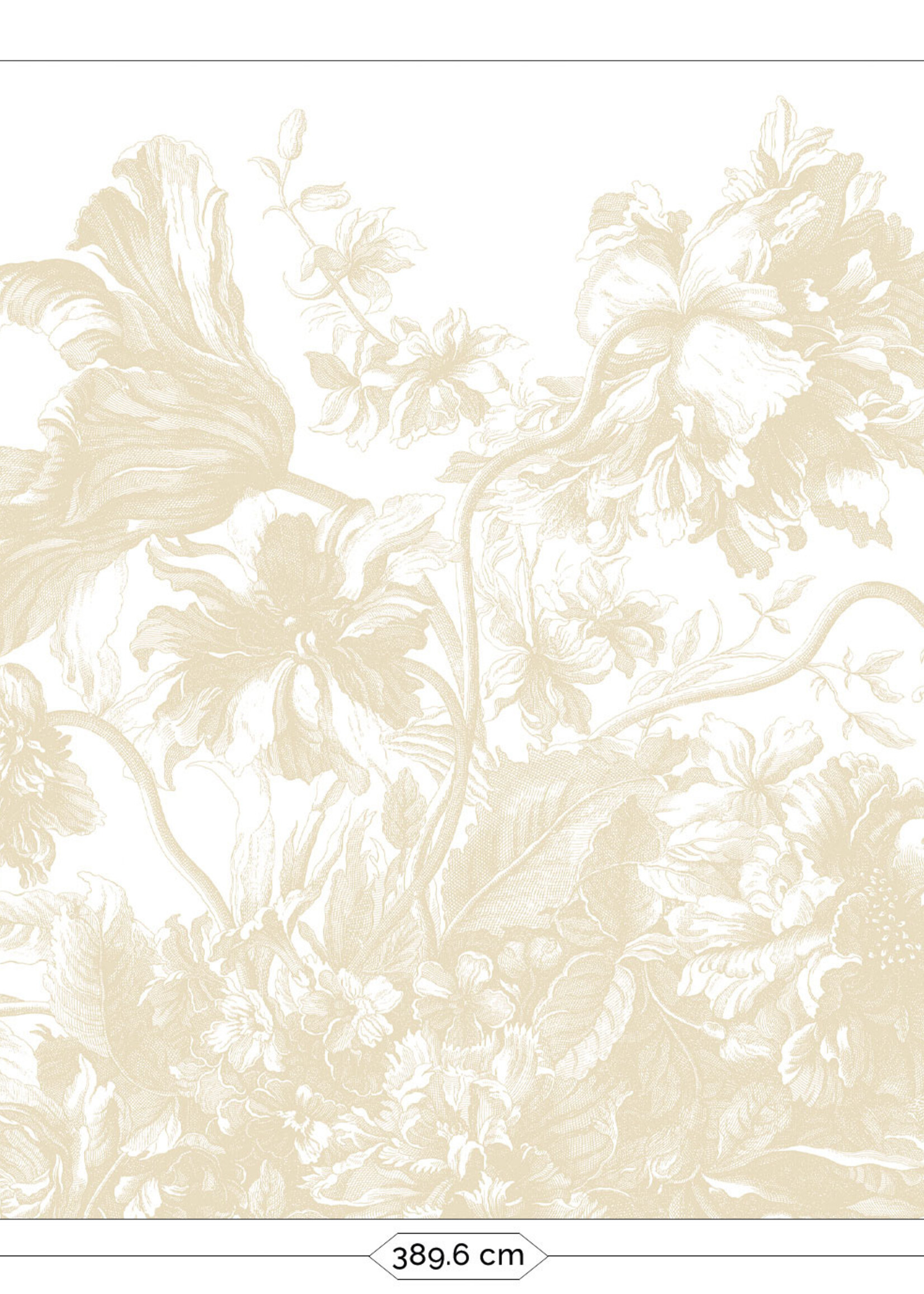 Wandvullend Engraved Flowers | Floral wallpaper by Frans Uyterlinde | Beige