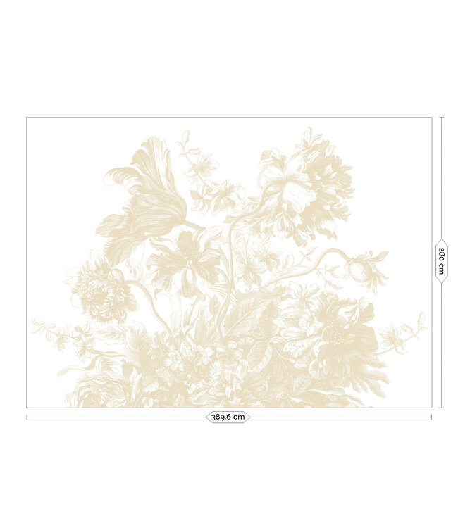 Engraved Flowers | Blumen Tapete von Frans Uyterlinde | Beige