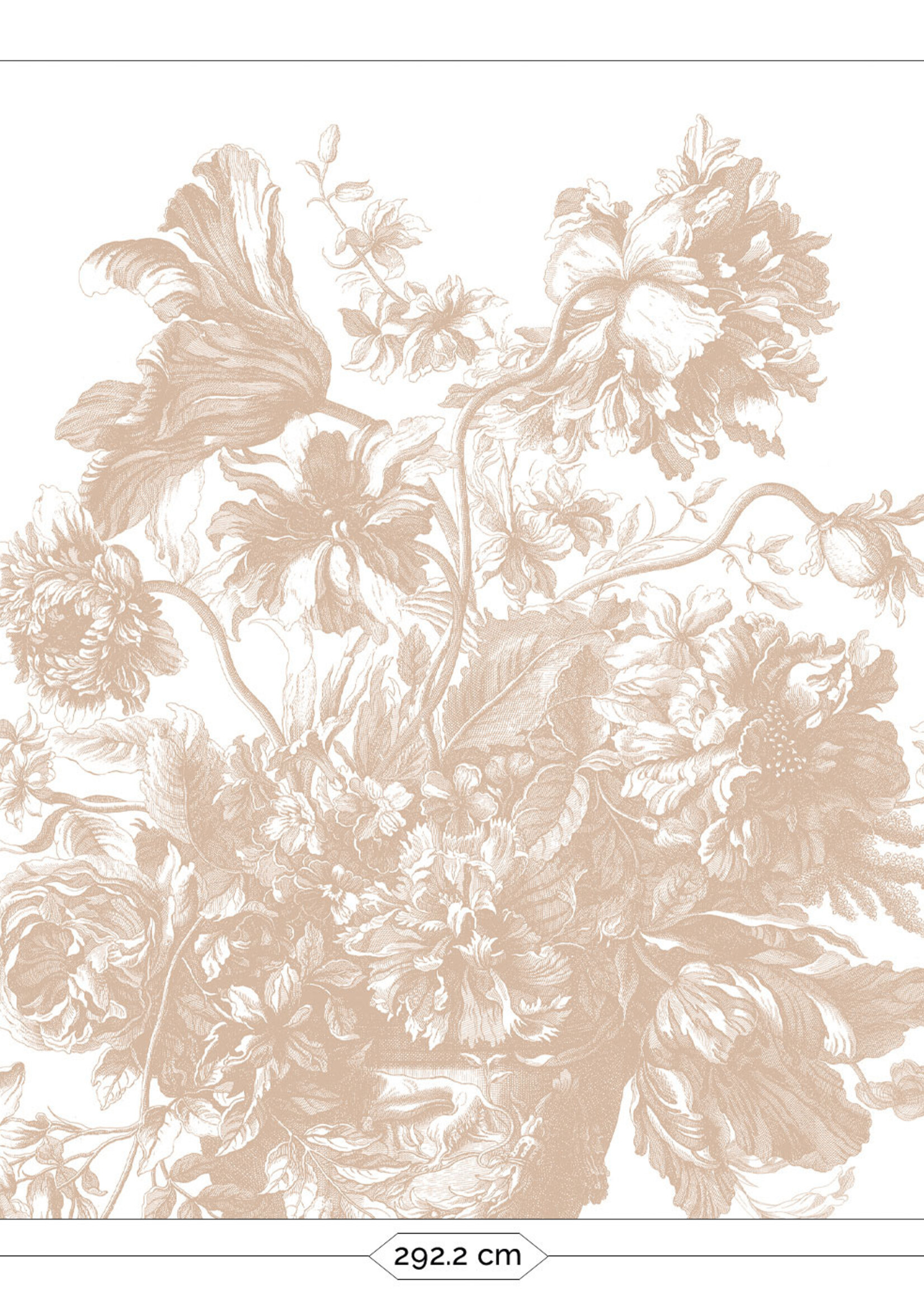 Wandvullend Engraved Flowers | Bloemen behang door Frans Uyterlinde | Nude