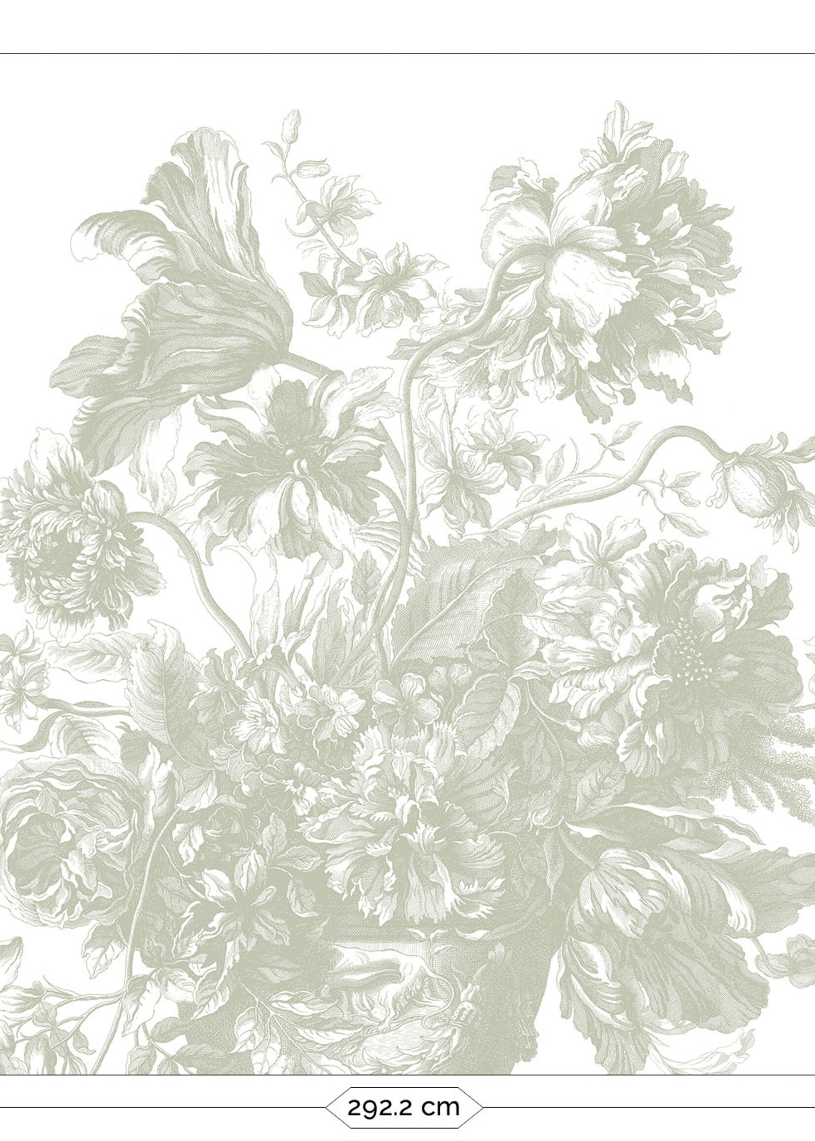 Wandvullend Engraved Flowers | Bloemen behang door Frans Uyterlinde | Groen