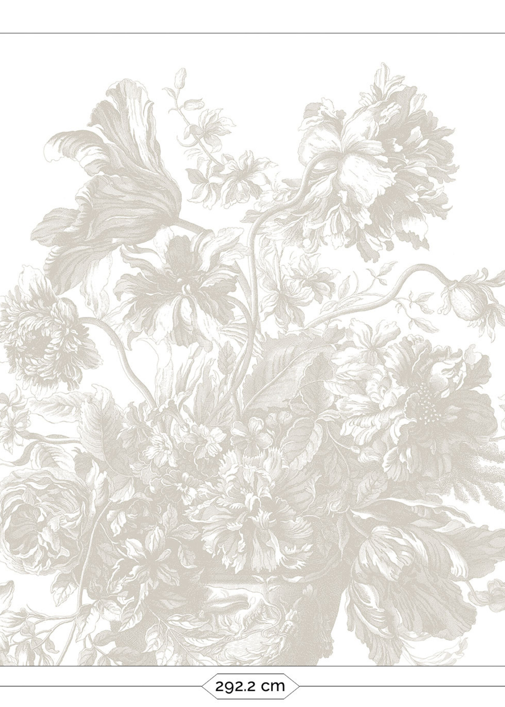 Wandvullend Engraved Flowers | Floral wallpaper by Frans Uyterlinde | Grey