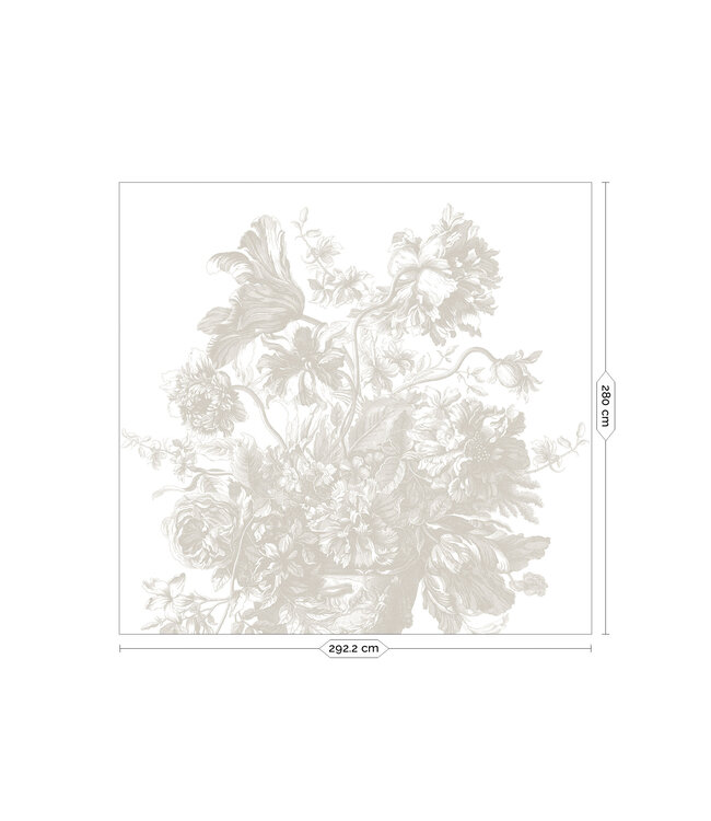 Engraved Flowers | Blumen Tapete von Frans Uyterlinde | Grau