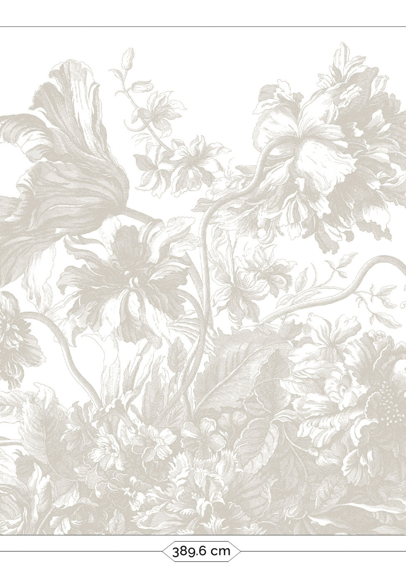 Wandvullend Engraved Flowers | Bloemen behang door Frans Uyterlinde | Grijs