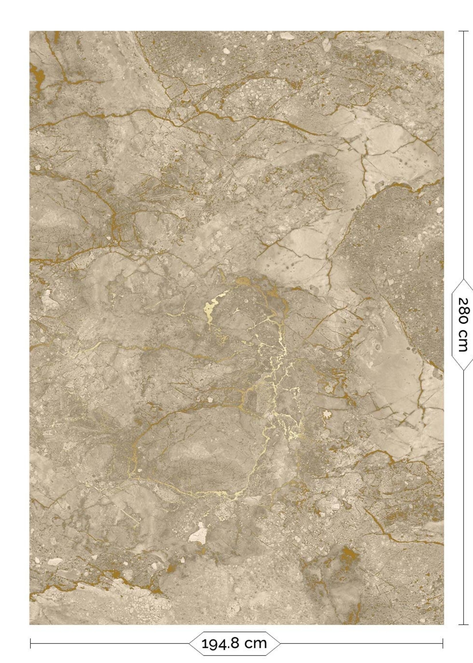 Wandvullend Marble wallpaper by Frans Uyterlinde | High Gloss Gold/Beige