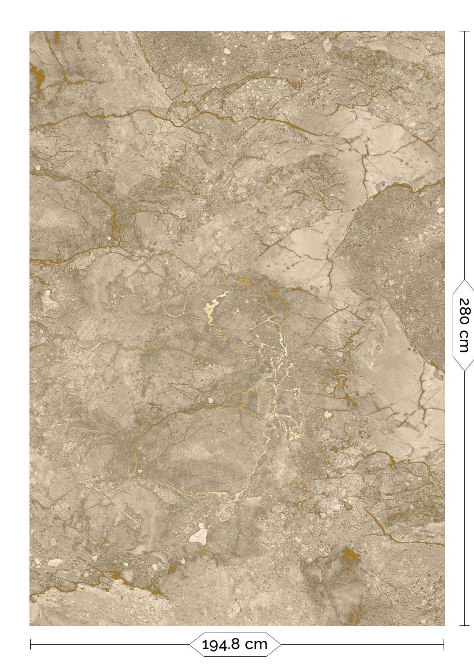 Wandvullend Marmer behang door Frans Uyterlinde | High Gloss Gold/Beige