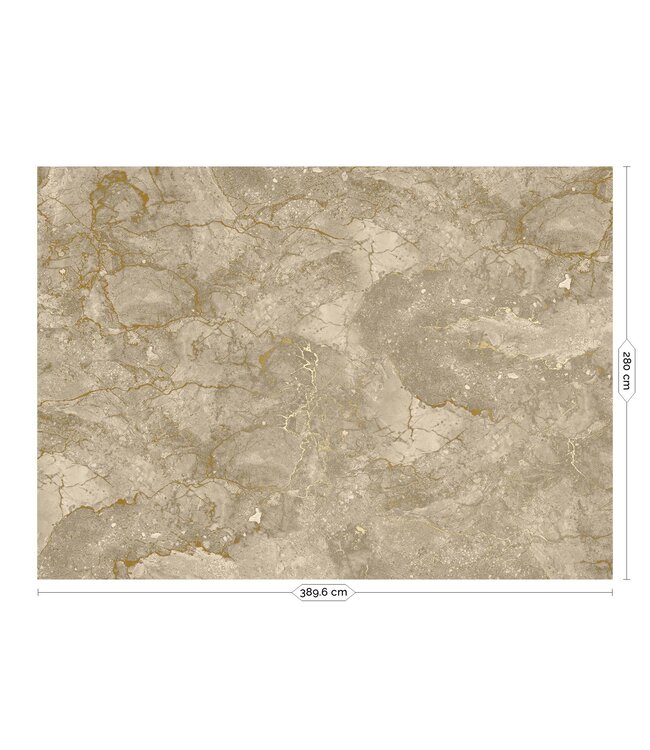 Marmor Tapete von Frans Uyterlinde | High Gloss Gold/Beige
