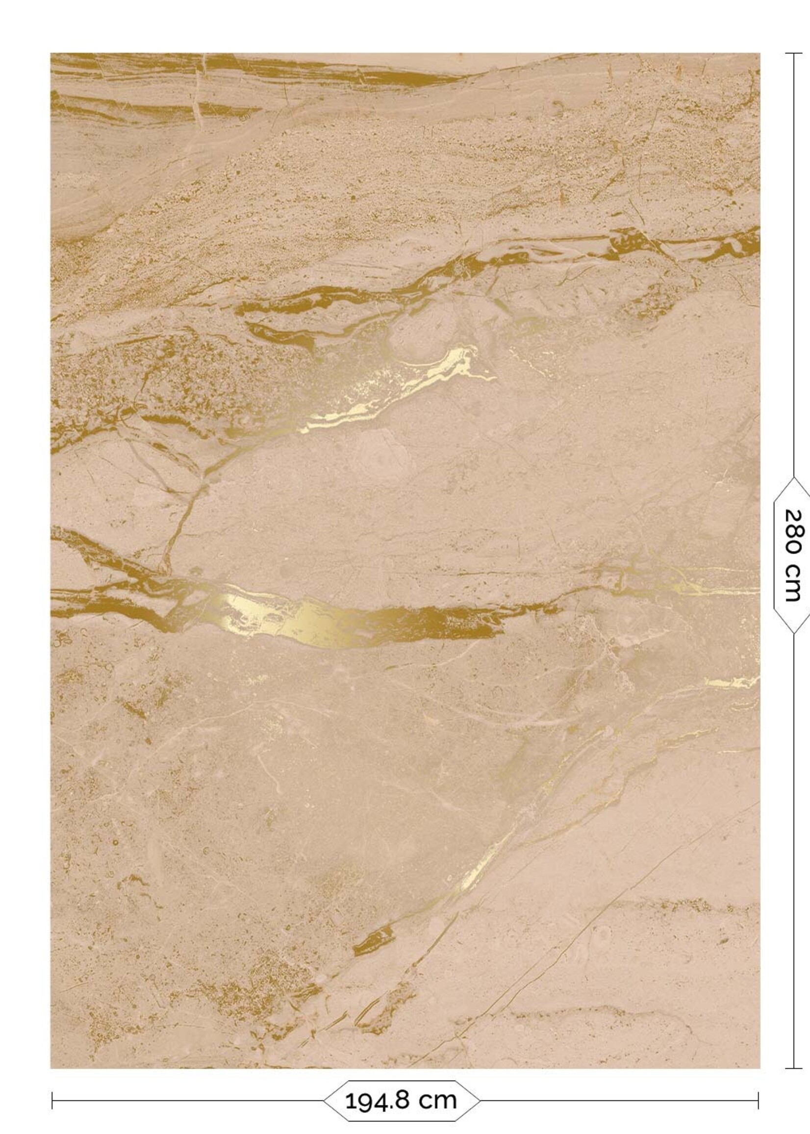 Wandvullend Marmor Tapete von Frans Uyterlinde | High Gloss Gold/Rosa