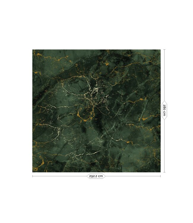 Marmor Tapete von Frans Uyterlinde | High Gloss Gold/Grün