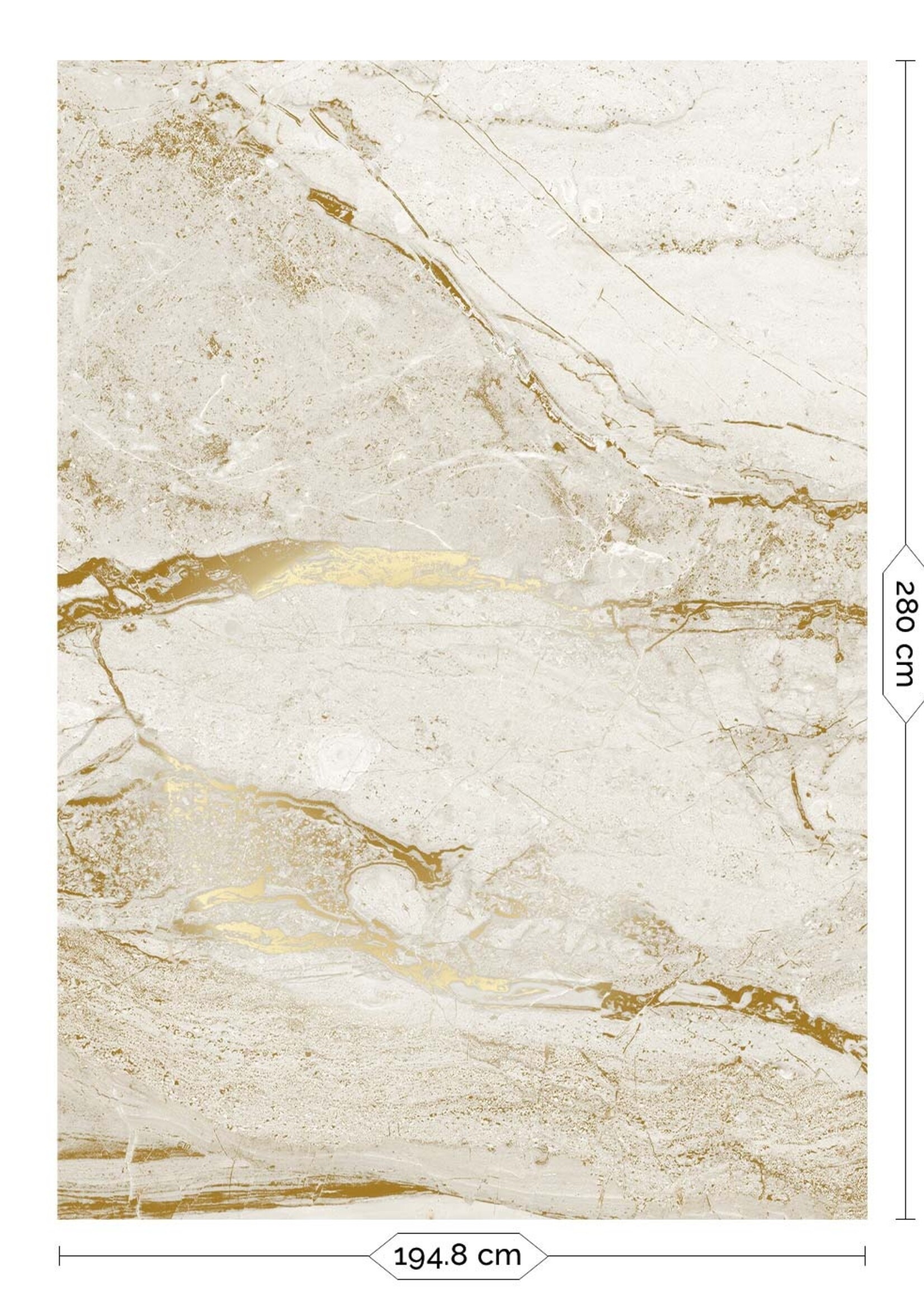 Wandvullend Marmor Tapete von Frans Uyterlinde | High Gloss Gold/Weiss