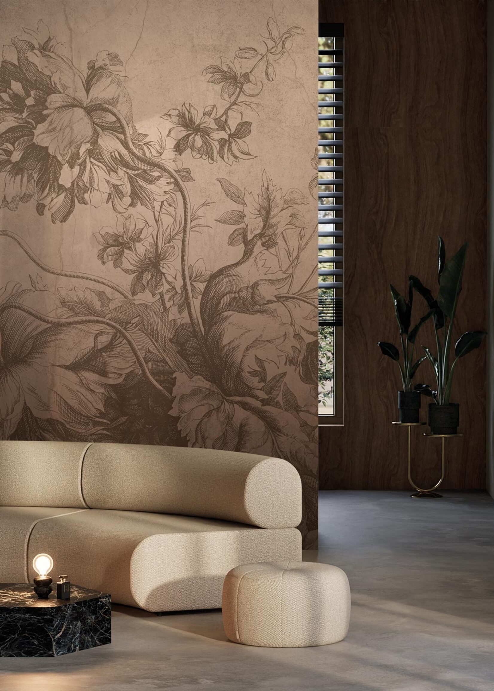 Wandvullend Gradient Flowers | Floral wallpaper by Frans Uyterlinde | Nude