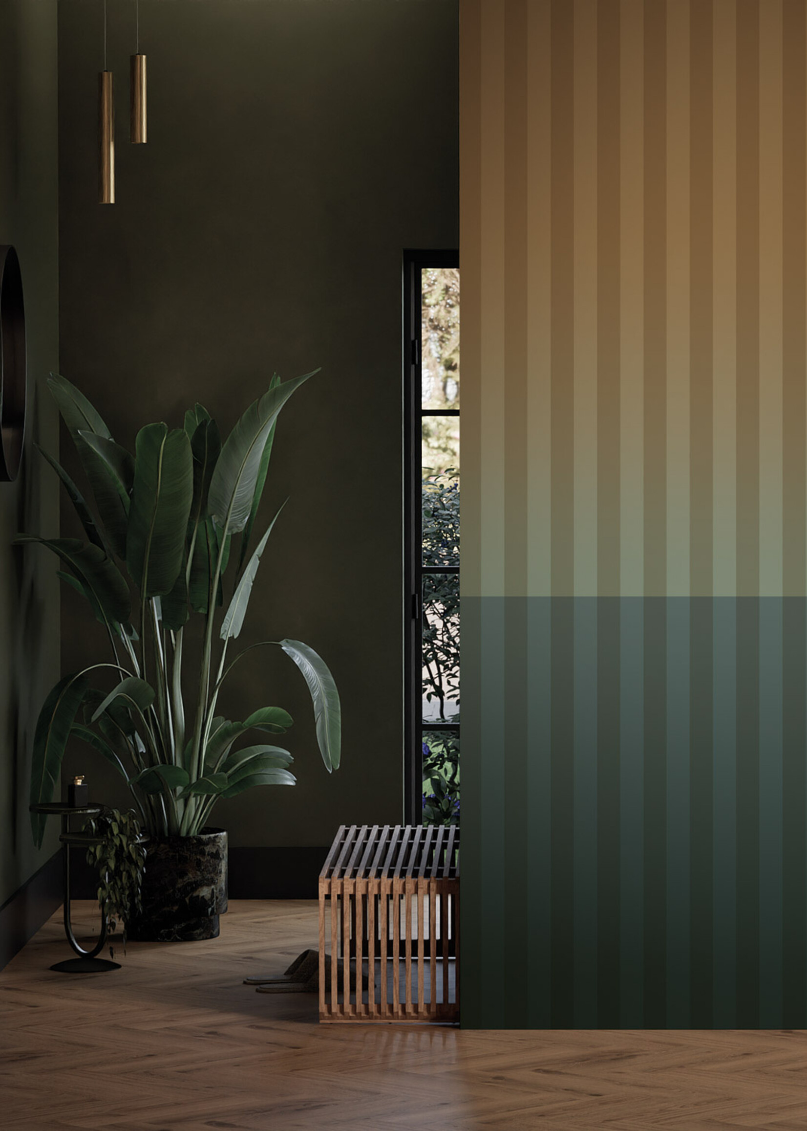 Herhaalbaar Gradient Stripes | Strepen behang door Frans Uyterlinde | 97,4 x 280 cm