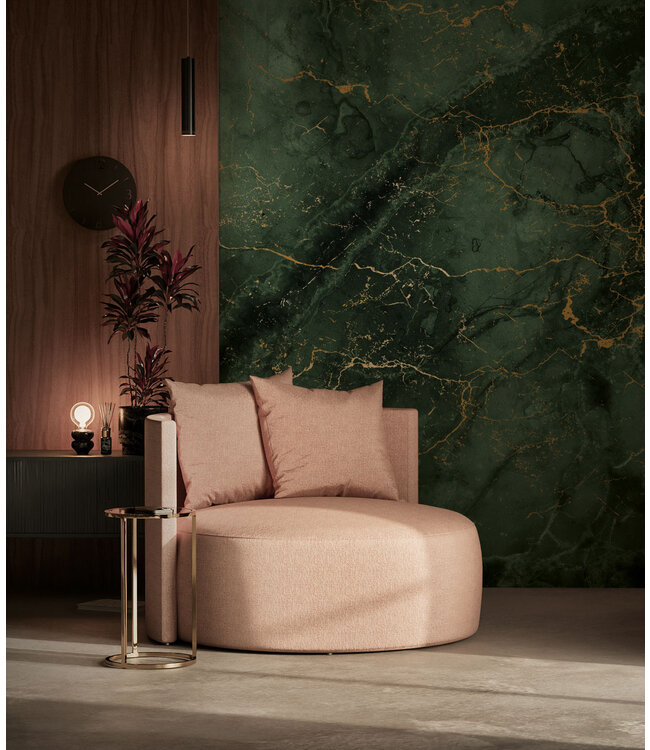 Marmer behang door Frans Uyterlinde | High Gloss Gold/Groen