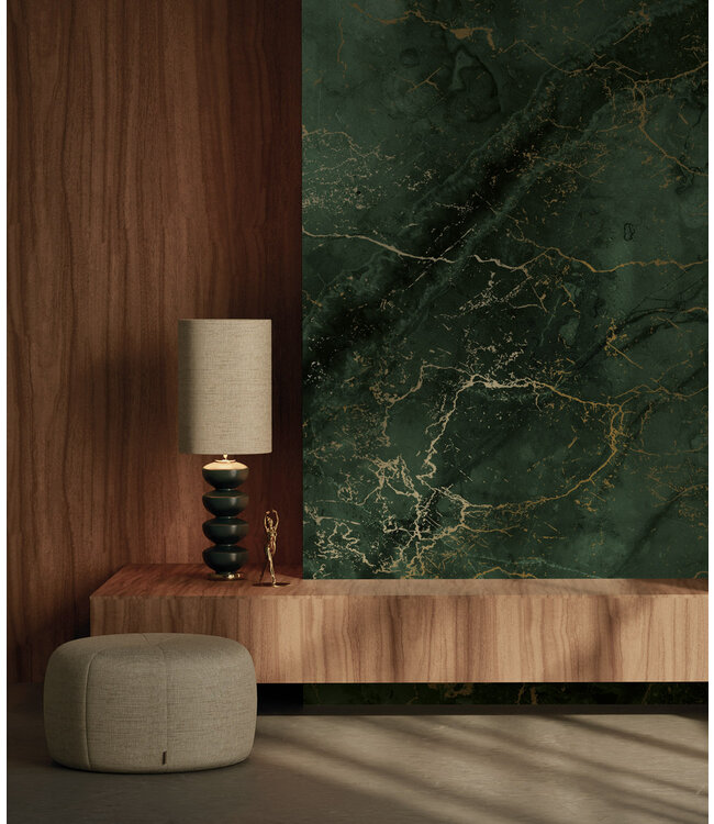 Marmor Tapete von Frans Uyterlinde | High Gloss Gold/Grün
