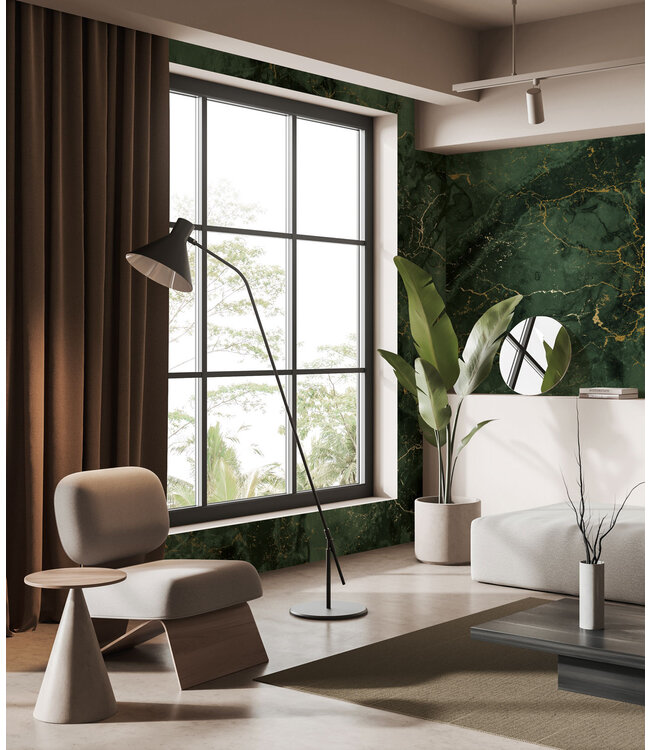 Marmer behang door Frans Uyterlinde | High Gloss Gold/Groen