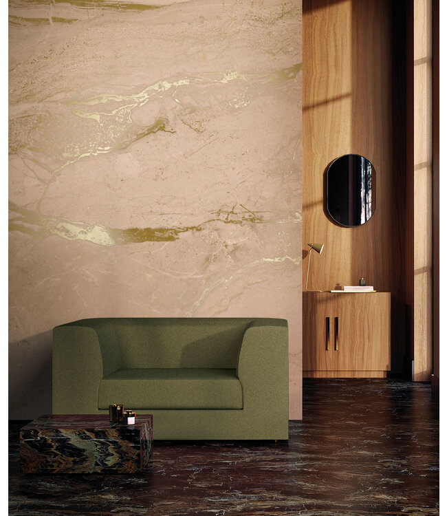 Marble wallpaper by Frans Uyterlinde | High Gloss Gold/Nude