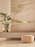 Wandvullend Marmer behang door Frans Uyterlinde | High Gloss Gold/Nude
